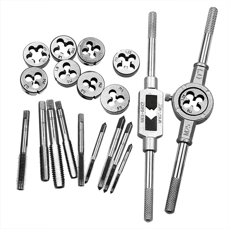 Set di combinazioni di maschi e matrici multi-specifiche da 20 pezzi. Chiave per maschiatura metrica manuale, argano, 20 PCS