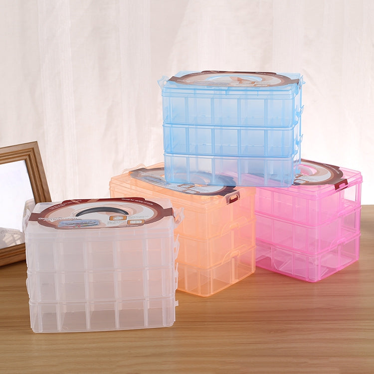 Scatola portaoggetti grande a tre strati, grande 36 slot, accessori artigianali in plastica, barba, scatola portaoggetti per gioielli, contenitore, organizer per la casa