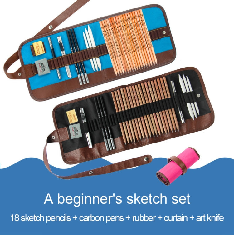 Strumenti per schizzi per principianti (18 matite per schizzi + matita carboncino + gomme + tenda per penna + coltello artistico) Set per schizzi, Sketching Set