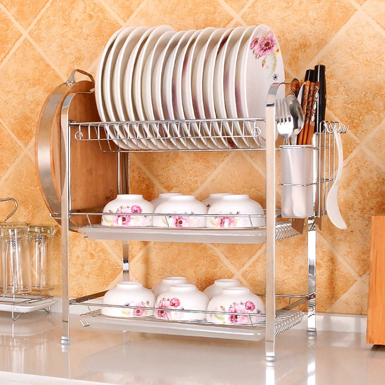 Portapiatti da cucina in acciaio inox a tre strati 45x27x8 cm