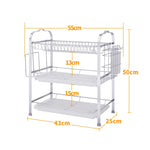 Portapiatti da cucina in acciaio inox a tre strati 45x27x8 cm