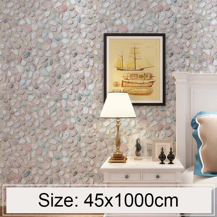Cobblestone Creativo 3D Pietra Decorazione di mattoni Carta da parati Adesivi Camera da letto Soggiorno Parete Carta da parati impermeabile Rotolo, Dimensioni: 45 x 1000 cm, Cobblestone