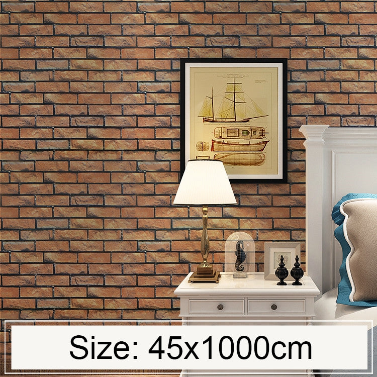 Mattone orizzontale Creativo 3D Pietra Decorazione di mattoni Carta da parati Adesivi Camera da letto Soggiorno Parete Carta da parati impermeabile Rotolo, Dimensioni: 45 x 1000 cm, Horizontal brick