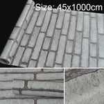 Mattoni grigi Creativi 3D Mattoni di pietra Decorazione Carta da parati Adesivi Camera da letto Soggiorno Parete Carta da parati impermeabile Rotolo, Dimensioni: 45 x 1000 cm, Gray brick