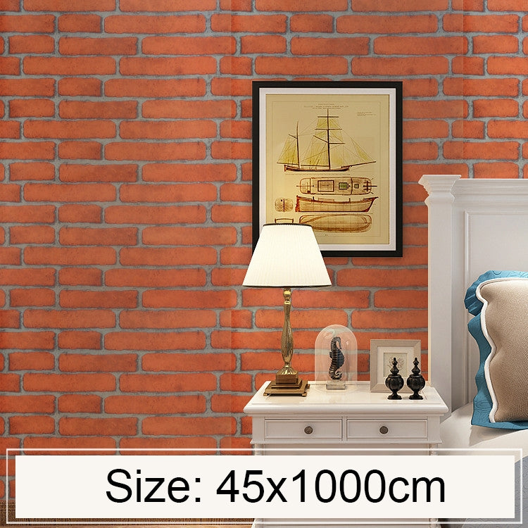 Piccolo mattone giallo creativo 3D pietra decorazione mattoni carta da parati adesivi camera da letto soggiorno parete carta da parati impermeabile rotolo, dimensioni: 45 x 1000 cm, 3D Stone Brick