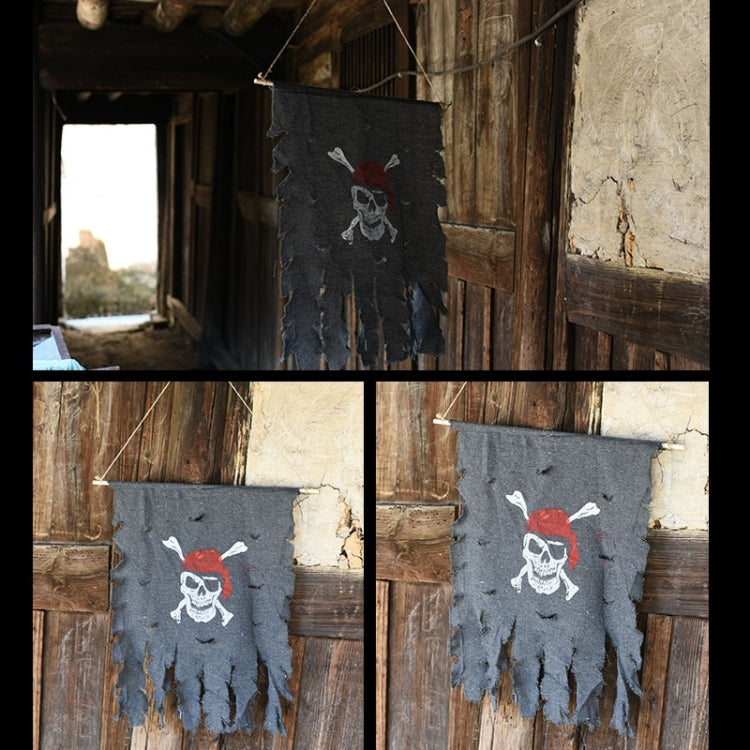 Decorazione di Halloween Jolly Roger Skull Banner Bandiera pirata Forniture per feste, dimensioni ridotte: 47 x 51 cm, Small Size: 47 x 51cm