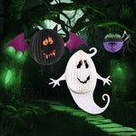 3 pezzi/set creativi divertenti fantasmi di Halloween pipistrelli ciondolo ragno decorazione di carta e oggetti di scena horror, Ghost + bat + spider