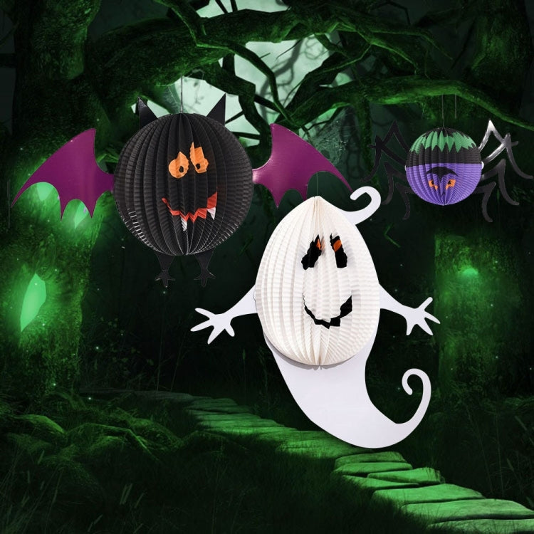 3 pezzi/set creativi divertenti fantasmi di Halloween pipistrelli ciondolo ragno decorazione di carta e oggetti di scena horror, Ghost + bat + spider