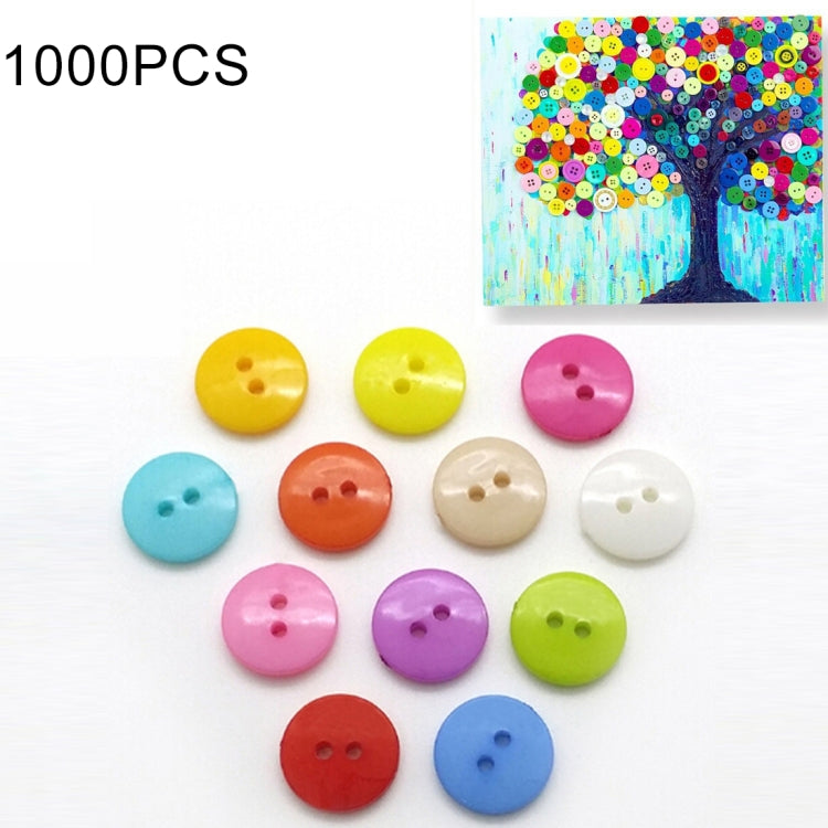 1000 bottoni assortiti di colori misti a 2 fori per cucire artigianato fai da te bambini pittura manuale di bottoni, colore casuale, diametro: 6 mm, Diameter: 6mm