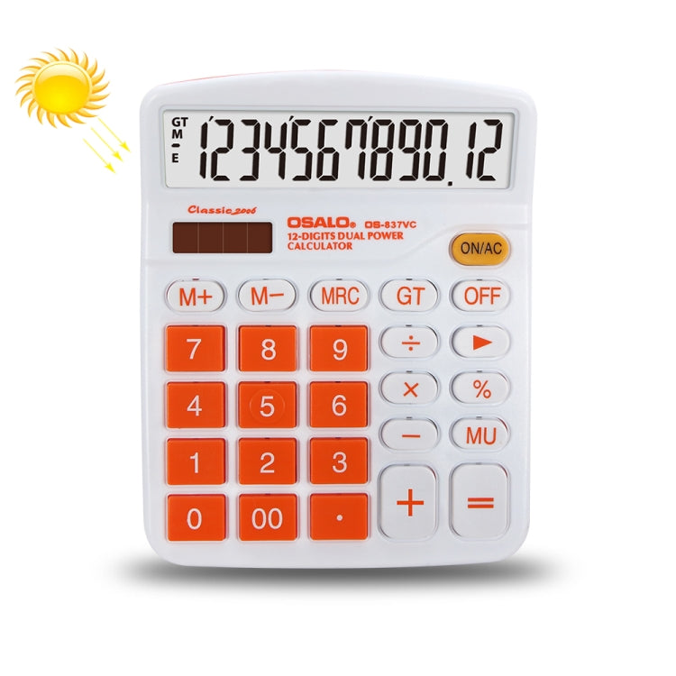 OSALO OS-837VC Calcolatrice da tavolo colorata a 12 cifre Calcolatrice a doppia alimentazione a energia solare