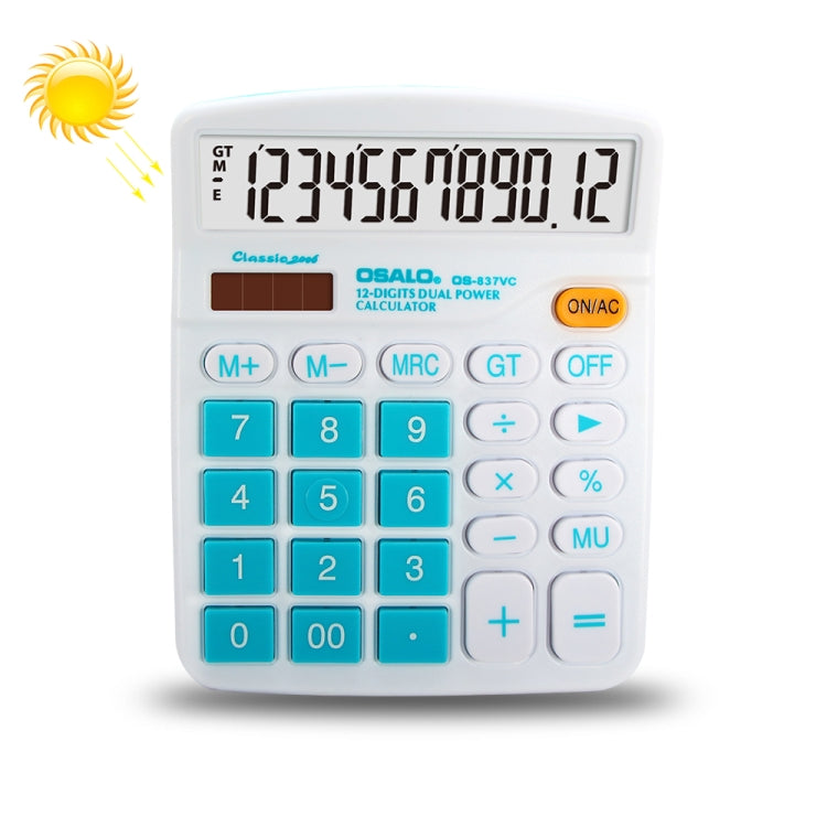 OSALO OS-837VC Calcolatrice da tavolo colorata a 12 cifre Calcolatrice a doppia alimentazione a energia solare