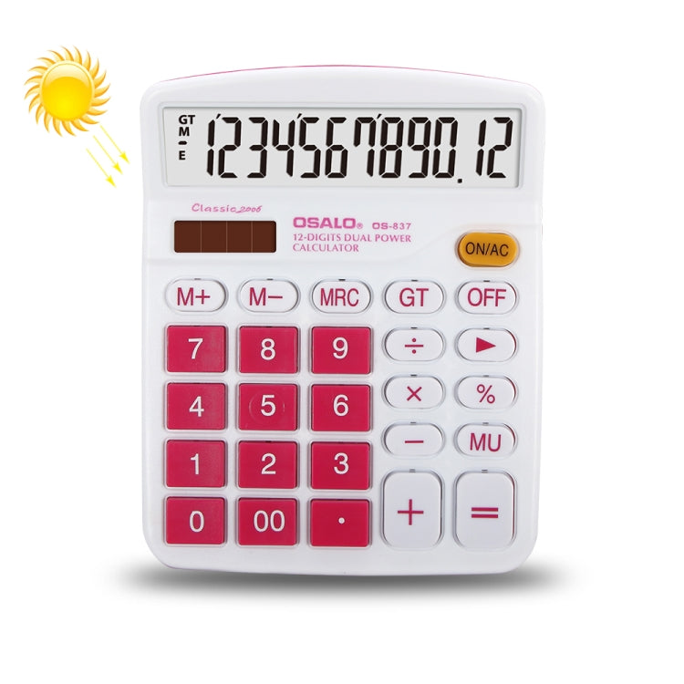 OSALO OS-837VC Calcolatrice da tavolo colorata a 12 cifre Calcolatrice a doppia alimentazione a energia solare