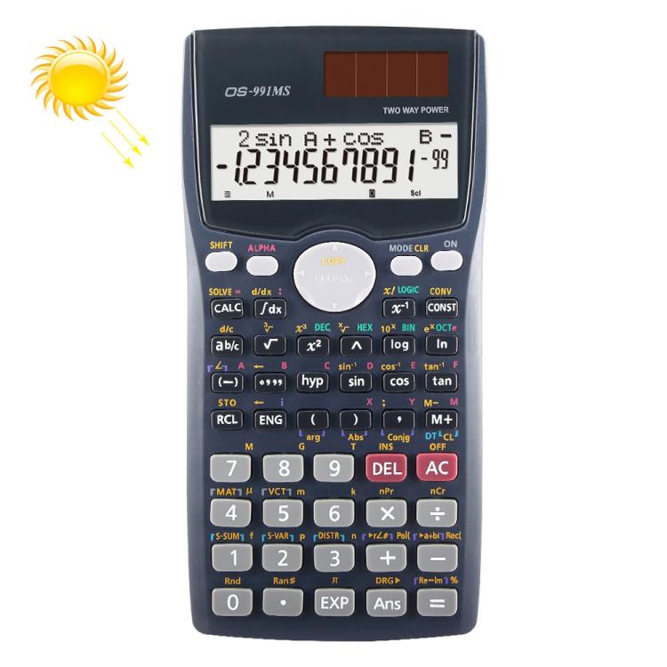 OSALO OS-991MS 10 + 2 cifre Display a doppia riga Funzione studente multifunzionale Calcolatrice scientifica Calcolatrice a doppia potenza a energia solare, OS-991MS