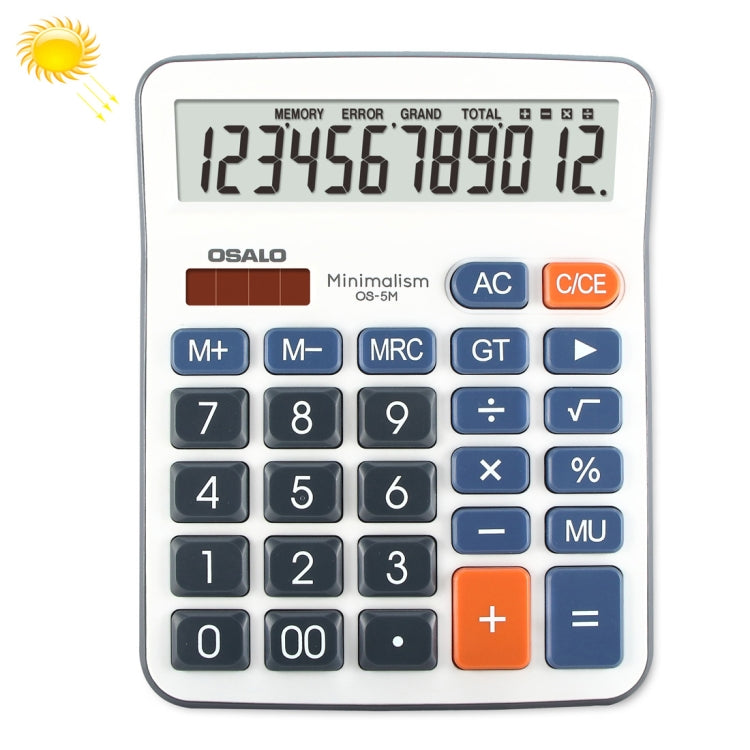 Calcolatrice da tavolo OSALO OS-5M a 12 cifre Calcolatrice a doppia alimentazione a energia solare, OS-5M