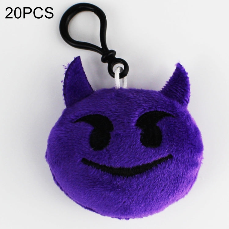 20 pendenti mobili per bambole di peluche creative, regalo, cartoni animati, decorazioni per espressioni facciali carine, portachiavi con gancio, Purple Devil