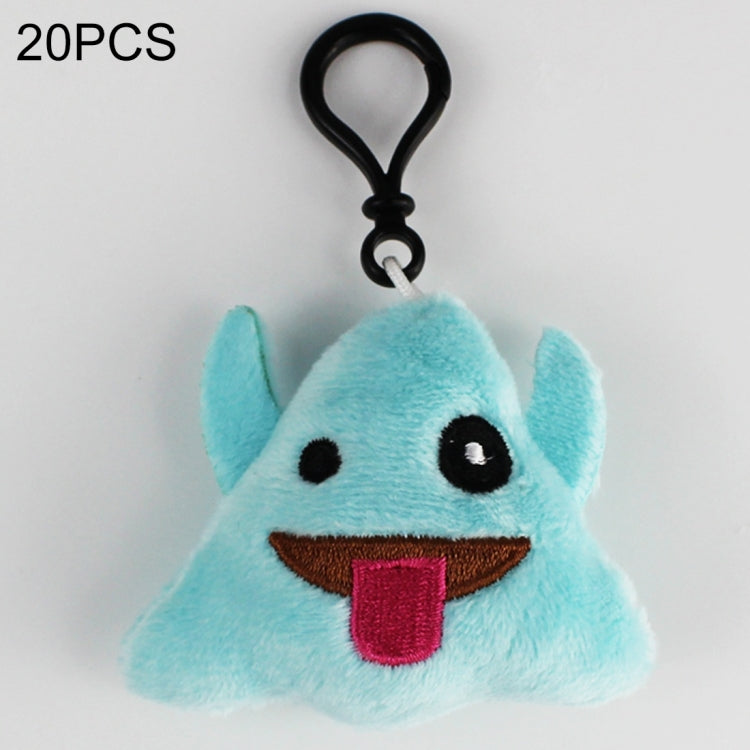 20 pendenti mobili per bambole di peluche creative, regalo, cartoni animati, decorazioni per espressioni facciali carine, portachiavi con gancio, Blue Naughty Ghost