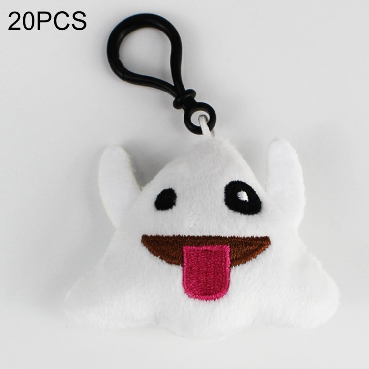 20 pendenti mobili per bambole di peluche creative, regalo, cartoni animati, decorazioni per espressioni facciali carine, portachiavi con gancio, White Naughty Ghost