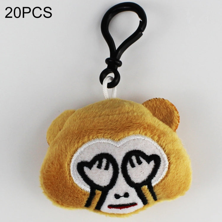 20 pendenti mobili per bambole di peluche creative, regalo, cartoni animati, decorazioni per espressioni facciali carine, portachiavi con gancio, Shy Monkey