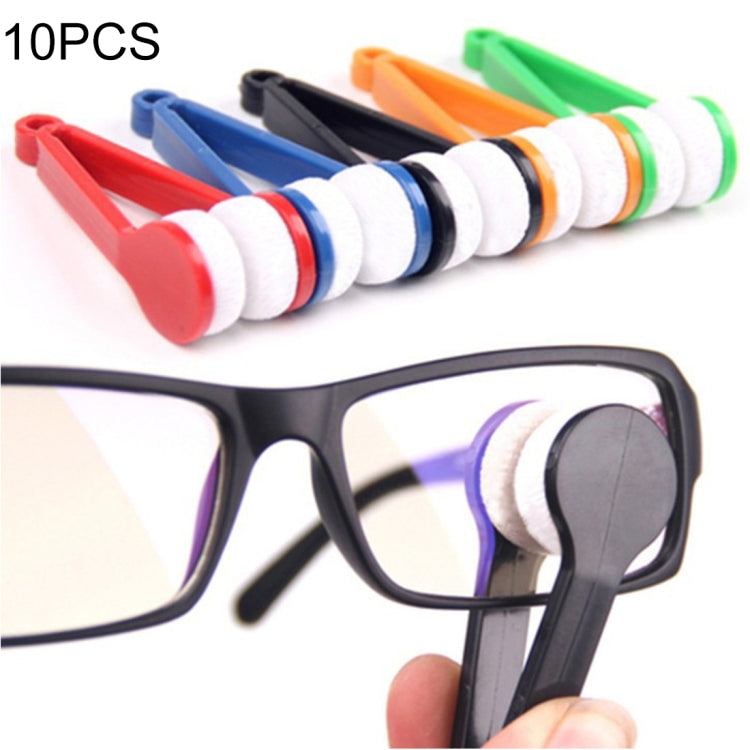 10 pezzi di occhiali portatili multifunzione, pulisci gli occhiali, pulisci il panno in microfibra, consegna colore casuale, Glasses Clean Wipe