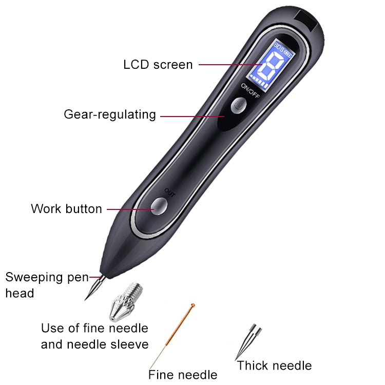 SONGSUN X2 Macchina portatile professionale per la rimozione delle lentiggini dei tatuaggi delle macchie della pelle Rimozione dei punti talpa Penna laser per la cura della bellezza al plasma con schermo LCD e regolazione a 9 marce
