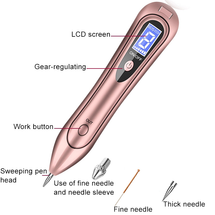 SONGSUN X2 Macchina portatile professionale per la rimozione delle lentiggini dei tatuaggi delle macchie della pelle Rimozione dei punti talpa Penna laser per la cura della bellezza al plasma con schermo LCD e regolazione a 9 marce