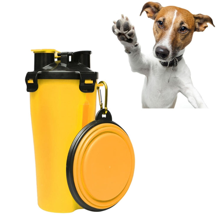 Tazza per acqua e cibo portatile a doppio uso per animali domestici con ciotola pieghevole