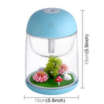 Imycoo WT602 Umidificatore portatile mini micro paesaggistico da 2 W, carica USB, per aromaterapia, con luce colorata a LED, capacità del serbatoio dell'acqua: 180 ml, DC 5 V.