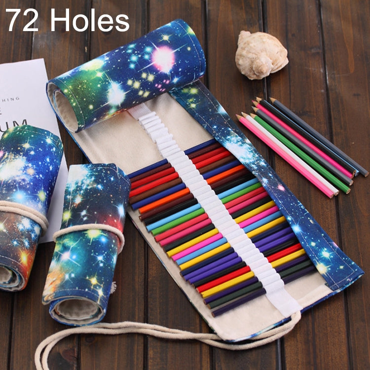 Astuccio per penne con stampa Cosmic Galaxy da 72 slot, astuccio per matite in tela, astuccio arrotolabile per cancelleria, 72 Slots