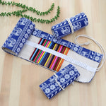 Astuccio portapenne in tela con 48 slot e stampa elefanti