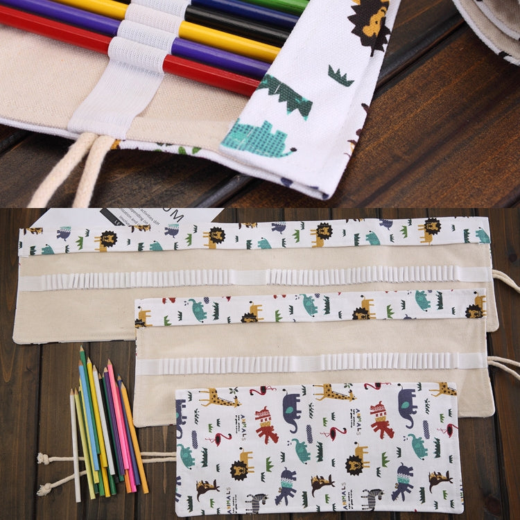 36 slot Astuccio per penne con stampa animalier in tela Astuccio per matite in tela Astuccio arrotolabile per cancelleria, 36 Slots