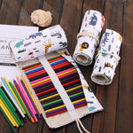 48 slot Astuccio per penne con stampa animalier in tela Astuccio per matite in tela Astuccio arrotolabile per cancelleria, 48 Slots