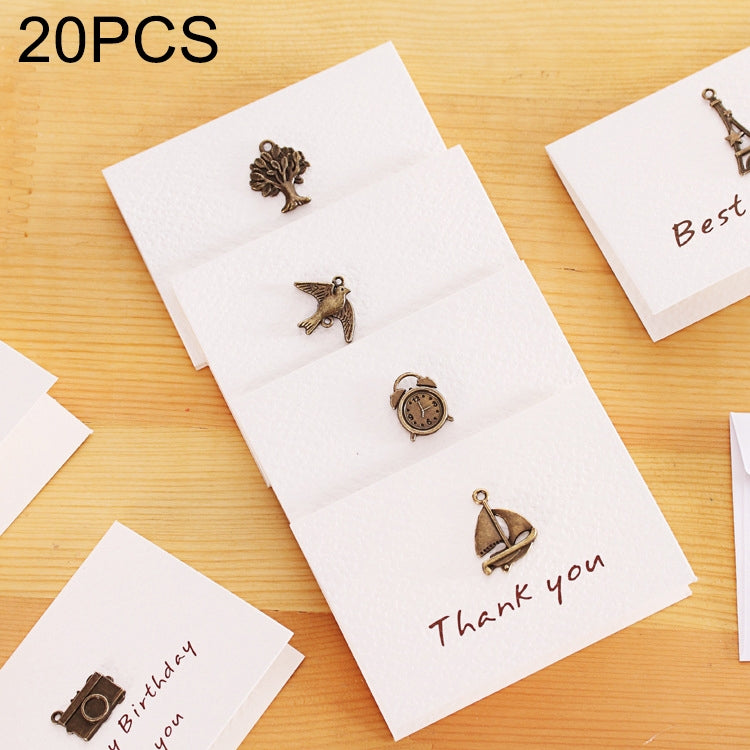 20 pezzi creativi semplici mini ornamenti biglietto di auguri biglietto di compleanno cartolina di benedizione pieghevole fai da te, consegna in stile casuale, DIY Folding Blessing Card