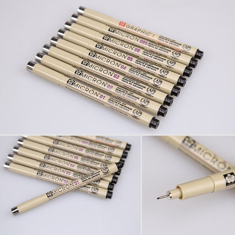 2 pz. Penne Fineliner da disegno con inchiostro pigmentato d'archivio Pennino Manga Micron Pen, 0.25mm, 0.3mm, 0.35mm, 0.4mm, 0.45mm, 0.5mm
