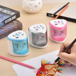Temperamatite elettrico colorato a batteria a doppio slot per cancelleria per ufficio e scuola, consegna casuale dei colori, Dual Slots Electric Sharpener