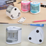 Temperamatite elettrico colorato a batteria a doppio slot per cancelleria per ufficio e scuola, consegna casuale dei colori, Dual Slots Electric Sharpener