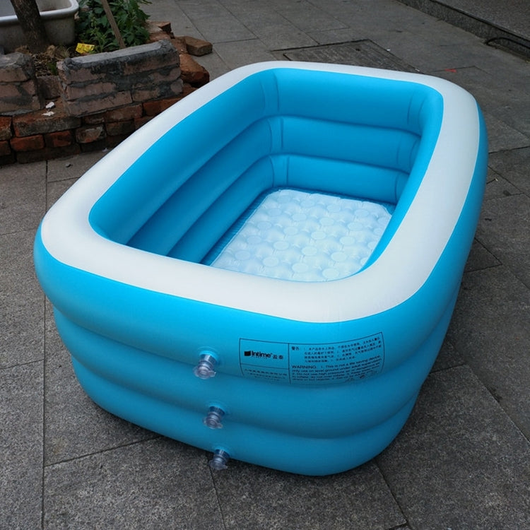 Piscina gonfiabile con stampa rettangolare blu e bianca a tre strati da 1,3 m per bambini, dimensioni: 130 * 90 * 48 cm, 130x90x48cm