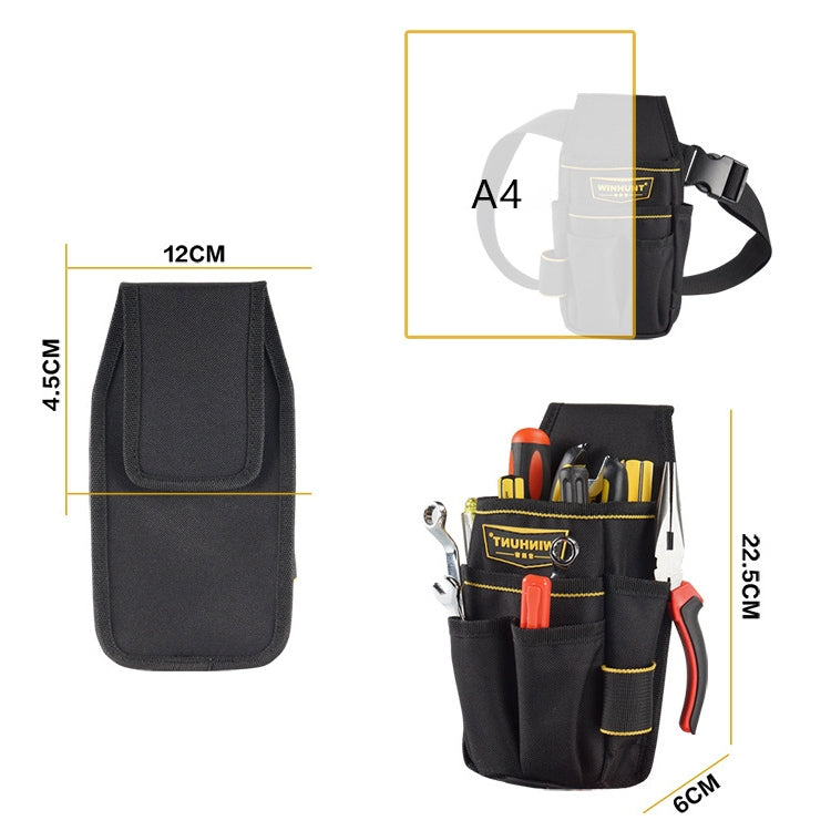 Borsa da cintura professionale per elettricista in tessuto Oxford, comoda borsa per attrezzi, WH008 Black
