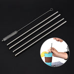 4 cannucce riutilizzabili in acciaio inossidabile + 1 kit di spazzole per la pulizia, Straight