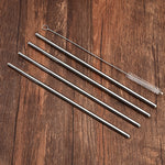 4 cannucce riutilizzabili in acciaio inossidabile + 1 kit di spazzole per la pulizia, Straight