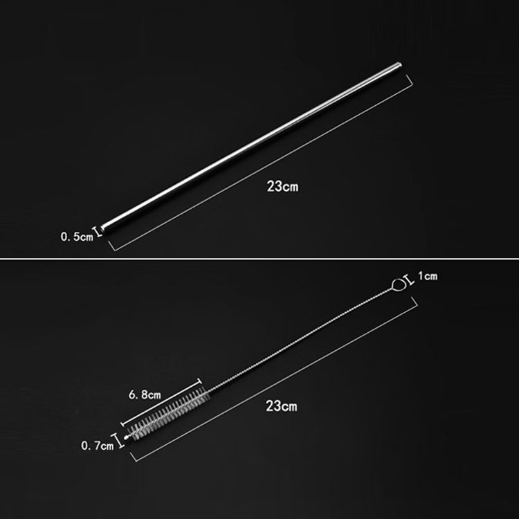 4 cannucce riutilizzabili in acciaio inossidabile + 1 kit di spazzole per la pulizia, Straight