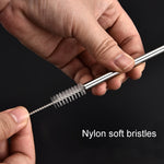 4 cannucce riutilizzabili in acciaio inossidabile + 1 kit di spazzole per la pulizia, Straight