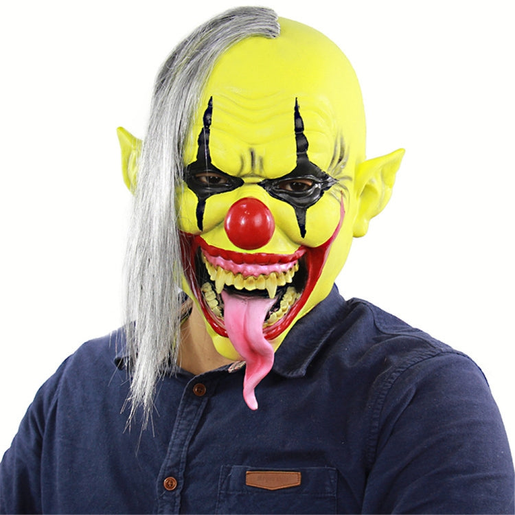 Maschera spaventata da clown con viso verde in lattice, festa di Halloween, con capelli, Green Face Clown