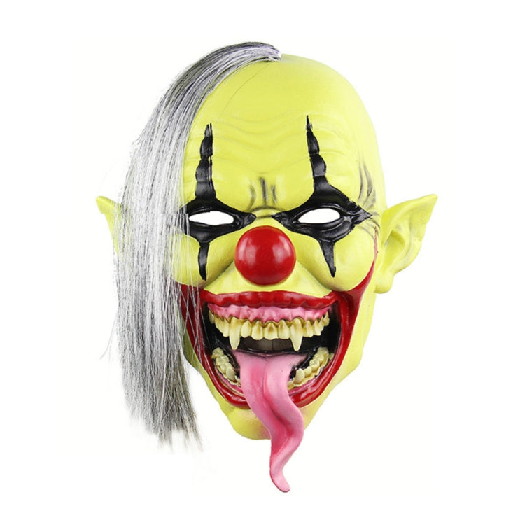 Maschera spaventata da clown con viso verde in lattice, festa di Halloween, con capelli, Green Face Clown