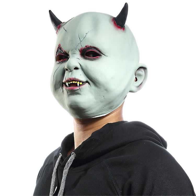 Copricapo con maschera spaventata da vampiro diavolo in lattice per feste di Halloween Festival, Devil Vampire
