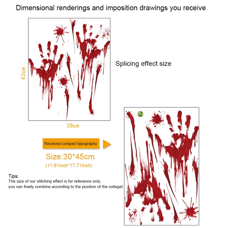 Adesivi murali Halloween impronte mani e sangue in PVC