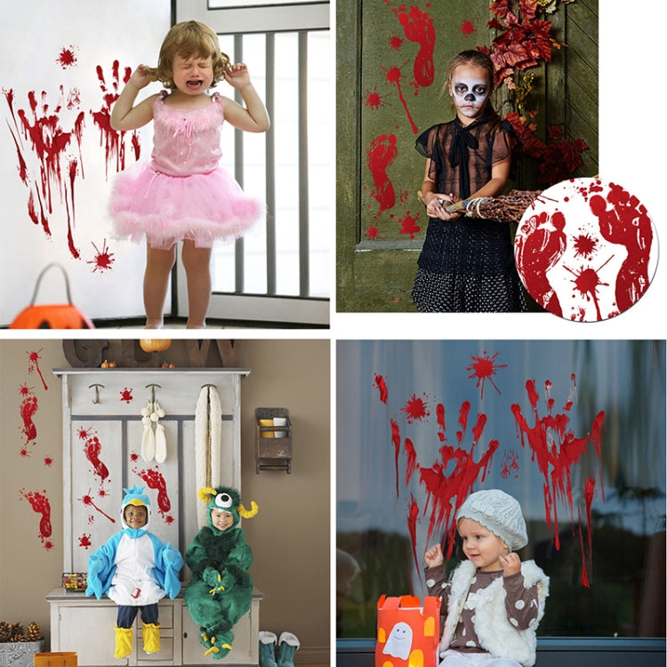 Adesivi murali Halloween impronte mani e sangue in PVC