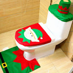 Fantasia natalizia Decorazione Happy Santa Elf Copriwater Tappeto Set da bagno, Elf