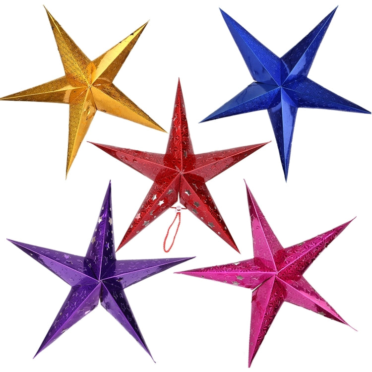 Pentagramma in carta olografica 3D con decorazione natalizia con diagonale da 30 cm (completamente estesa), consegna a colori casuale, 30cm