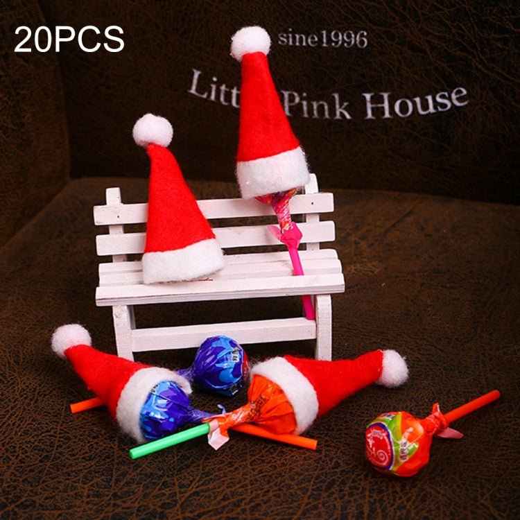 Cappello lecca-lecca caramelle decorazione per la tavola di Natale da 20 pezzi, mini cappello natalizio in tessuto non tessuto, Candy Lollipop Hat