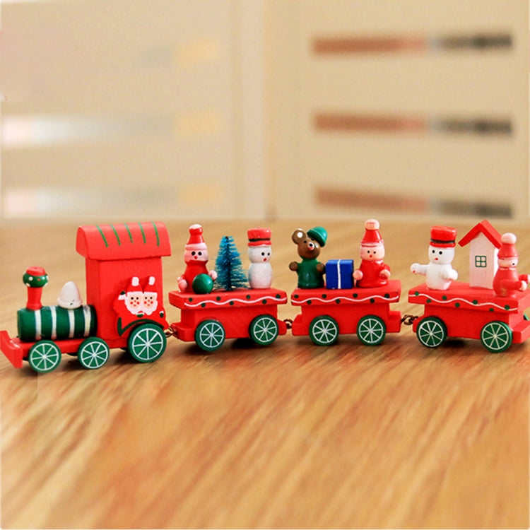 Decorazione della tavola da pranzo di Natale, treni in legno Bambini Asilo Decorazione natalizia Ornamenti Regali, Green, Red